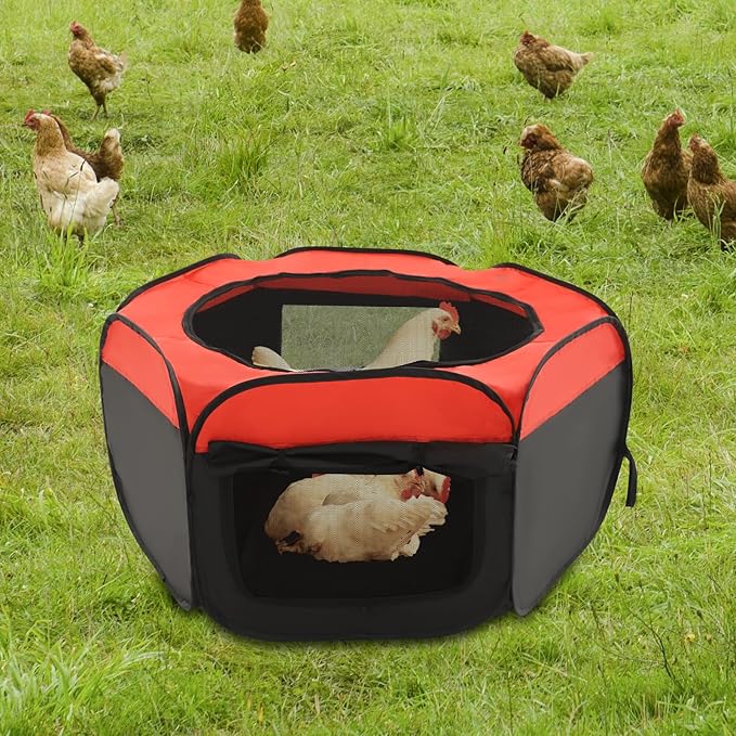 Foldable Brooder Box,Portable Baby Chicken Coop with Double Door and Zippered Cover,Chicken Brooder Box for Newborn Chicks,Ducks and Geese