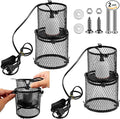 VIHOSE 2 Pcs Retractable Reptile Heat Lamp Holder Reptile Anti Scald Lampshade Ceramic Heat Emitter Heating Lamp Shade with Switch for Pet Amphibian Snakes Lizards Turtle Frogs Chicks, Without Bulb