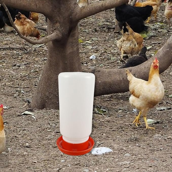Chick Feeder and Waterer Supplies Farm Chicken Coop Accessories Easy Use Hen Feeding Equipment Starter Kit Red, 1000 ml