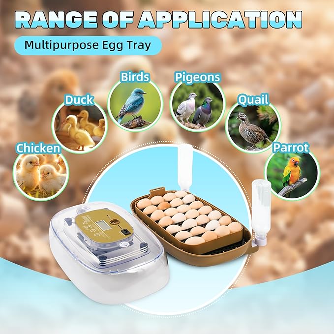 Incubators for Hatching Eggs,24 Egg Incubator with Automatic Egg Turning and Humidity Control,Egg Candler,Air Vent,360° Viewing for Chicken,Duck Eggs,Ideal for Farm,Classroom,Home Use