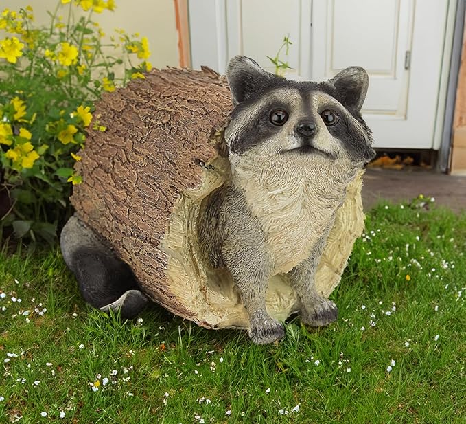 Teaeeno Garden Raccoon Decor Outdoor Animal Statue,Raccoon Decoration Large Lawn Ornament,Garden Animal Rustic Decor,Outdoor Decor Yard Lawn Home Decoration Yard Art,Outdoor Raccoons Gifts