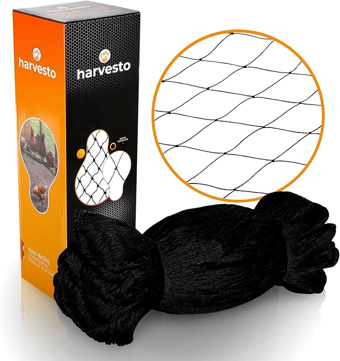 Harvesto Heavy Duty Bird Netting for Chicken Coops & Runs | Tree & Garden Netting Mesh 1-1/2" | Keep Hawks, Birds & Predators Away | Bird Netting for Blueberry Bushes, Vegetables & Fruit (25' x 25’)