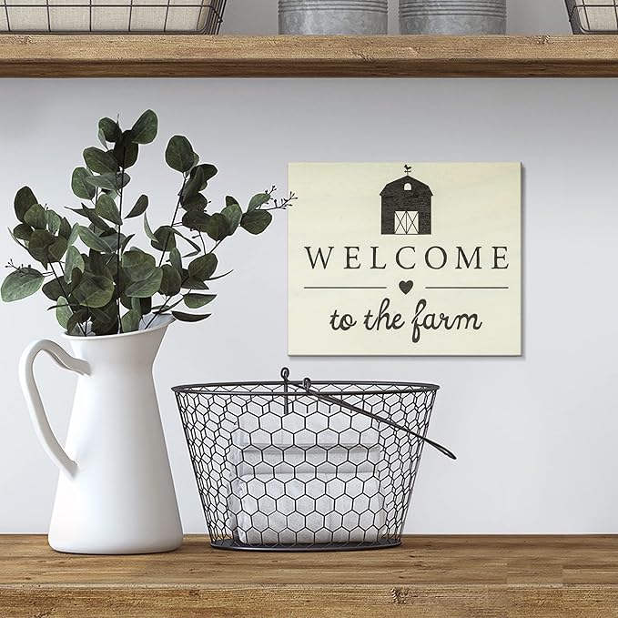 JennyGems Welcome To the Farm Wooden Sign, Barn Gifts, Rustic Farmhouse Decorations Wall Hanging, White