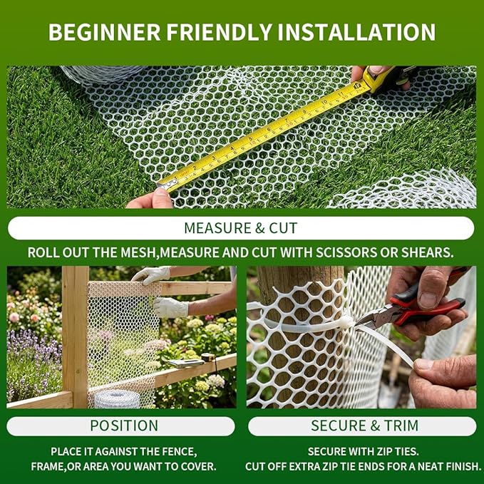 Plastic Chicken Wire Mesh Fence,Plastic Chicken Wire Roll 16in x 33ft,Garden Netting Fencing Barrier for Poultry, Animals, Pets and Balcony(Green)