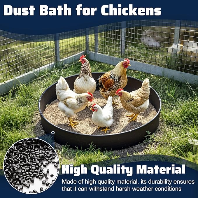 Chicken Dust Bath Tub,25"D x 5 5/8"H Adjustable Chicken Dust Bath,Bottomless Design Dust Bath for Chickens,Chicken Coop Cleaner Container for Farms, Chicken Coops,Lawn,Chicken Coop Accessories