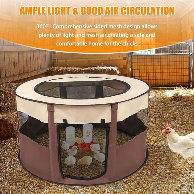 Chicken Brooder Box for Chick Starter Kit - 2025 Upgrade Double Door Chick Brooder Pen/Chicken Playpen/Chick Tent Baby Chickens Supplies Up to 15 Baby Chicks,Duck,Quail-21