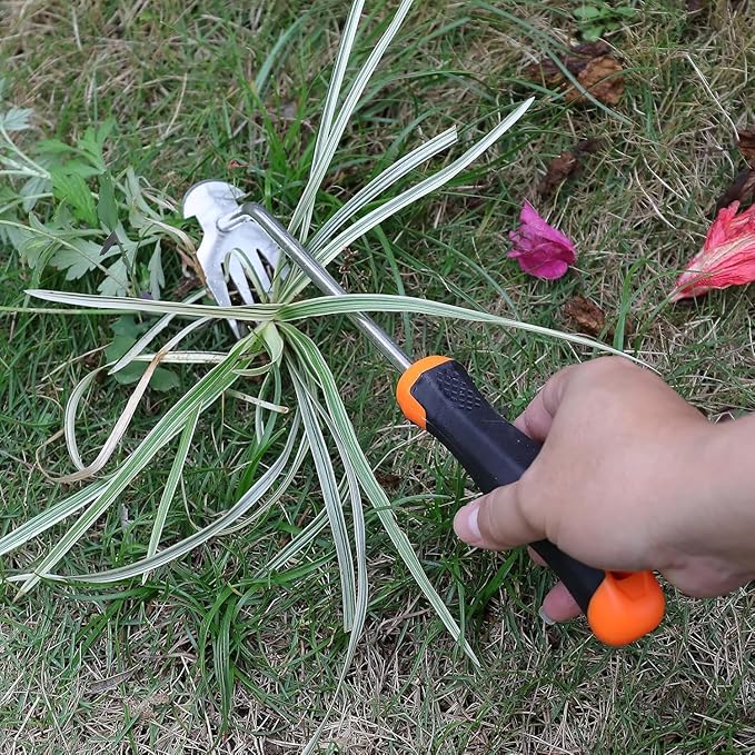 Portable Manganese Steel Weeding Tools for Hand Weeder Puller for Vegetable Gardening Backyard Farm Planting(Rubber Handle)