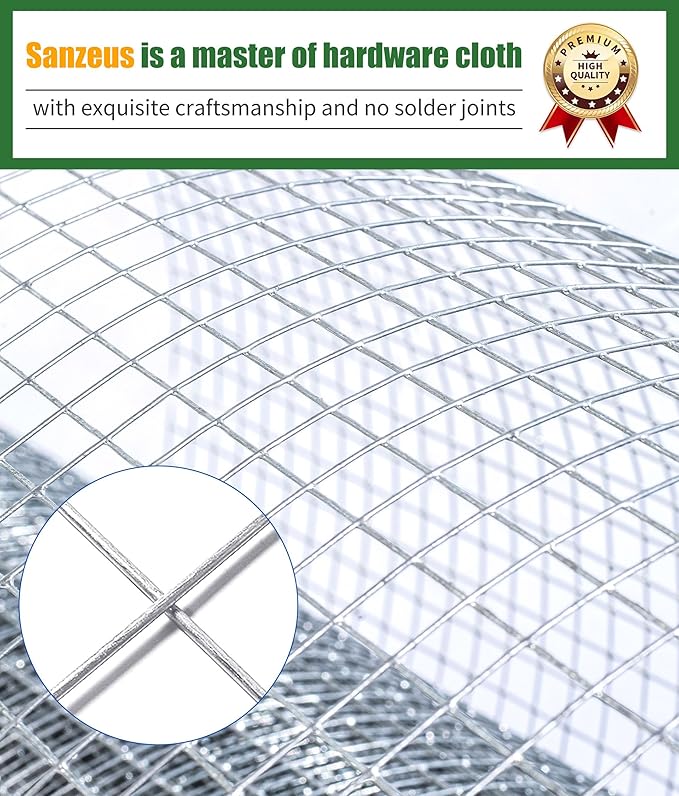 Hardware Cloth,1/4inch 48inx100ft 23 Gauge,Double-Layer Hot-Dip Galvanizing After Welding,Chicken Wire Netting Garden Wire Fencing Rabbit Snake Fence Chicken Coop Plant Supports