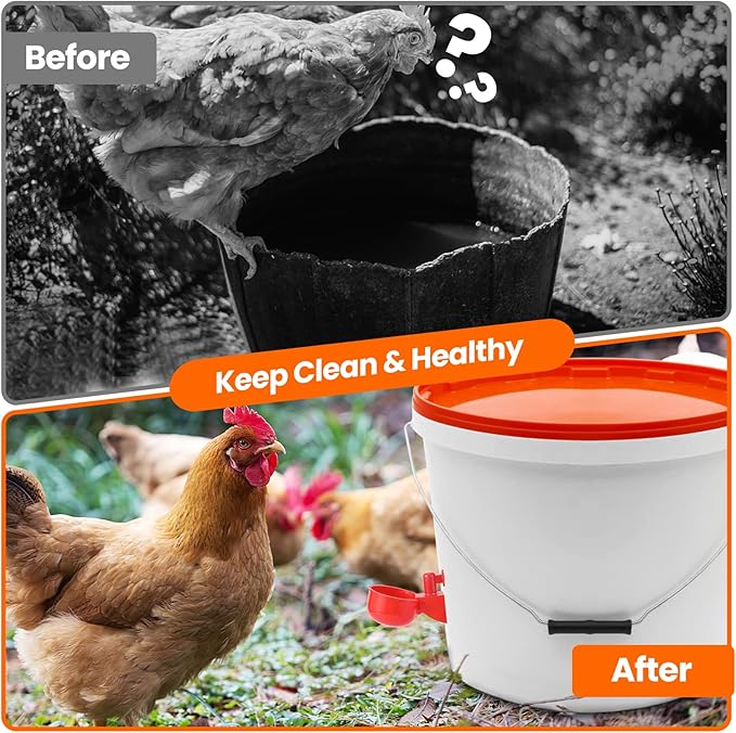 Chicken Waterer, DIY Chicken Water Feeder for Poultry Automatic Chicken Water Cups Gravity Filling Poultry Waterer with Hole Saw for Buckets Boxes Troughs (9 Pack)