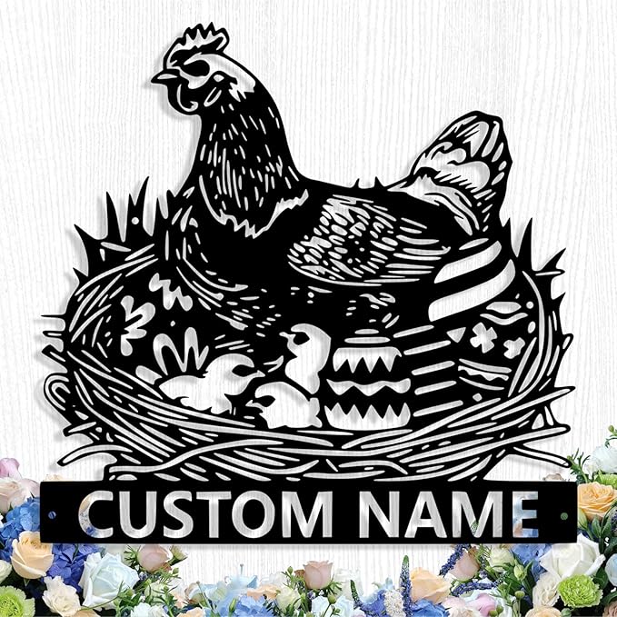 Custom Chicken Coop Metal Sign, Personalized Chicken Coop Sign for Outside, Custom Metal Hen House Farm Signs, Chickens Hen House Farmhouse Wall Art Decor