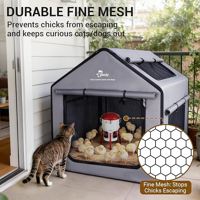 Brooder Box for Chick, 29"x29"x29" X-Large Chicken Brooder for 15-20 Chicks, Breathable Mesh Ventilation, Waterproof Removable Bottom Mat, Assembly Required, Easy Set up