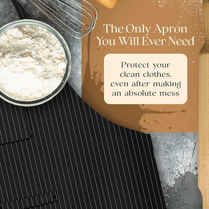Waterproof Apron for Adults – Adjustable Fit with Deep Pockets, Stylish Cooking & Baking Apron for Women & Men