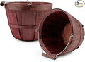Cornucopia Brands Round Wooden Baskets (2-Pack, Dark Brown); Wood Fruit Buckets w/Handle, Gallon Capacity
