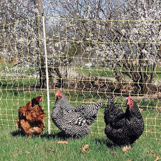 Premier 1 Portable Electric Chicken Net with Built-in Posts | 48"H x 82'L | Yellow Poultry Fence for Backyard Chickens, Ducks, Turkeys