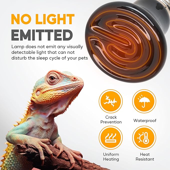 HealSmart 25W Mini Reptile Heat Lamp Ceramic Heat Emitter, No Light Emitting Heat Bulbs, Suitable for Snake/Lizard/Spider, Plant Growth and Incubating Chicken, 2-Pack