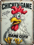 Funny Chicken Game Tin Sign Plaque Metal Poster Home Kitchen Garden Restaurant Farm Wall Decor 16x12 Inch