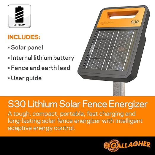 Gallagher 35" x 164' Turbo Sheep and Goat Netting Bundle with S30 Lithium Solar Energizer All-in-One Electric Fence Kit