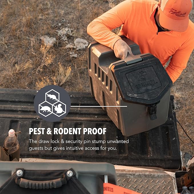 GUNNER 50 lbs Dog Food Storage Container - Waterproof & Airtight Pet Food Bin - Multi-Purpose Container for Dry Food, Corn, Chicken Feed, Treats, Bird Seed, & More - Gunmetal