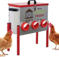 XINYI 9.3 Gallon Automatic Chicken Feeder, 6 Ports Gallon Chick Feeder No Waste with Adjustable Legs, Rodent Proof & Weatherproof Metal Raised Poultry Feeder