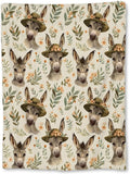 Charming Donkey in Hat & Floral Blanket, Soft Warm Flannel Throw for Couch, Bed, Travel, Living Room & Home Decor, Cozy Lightweight Fuzzy Blankets for Adults Kids Women Boys Girls 60×50 in