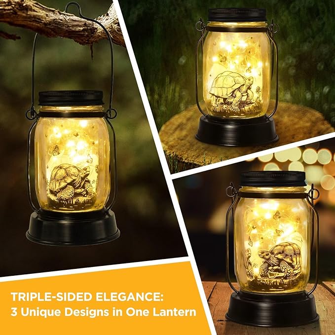 Tortoise Gifts for Women/Men Turtle Lovers Solar Lantern Mom Birthday, Mothers Day, Christmas Gifts, Turtle Solar Garden Decoration Outside for Yard, Patio,Backyard,Porch, Torches