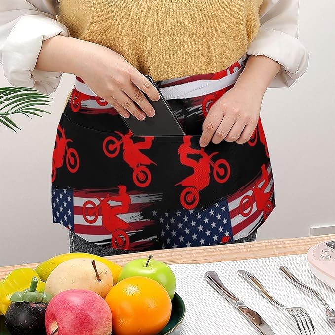Half Apron with 3 Pockets Chef Cooking Kitchen Restaurant Aprons for Women Men