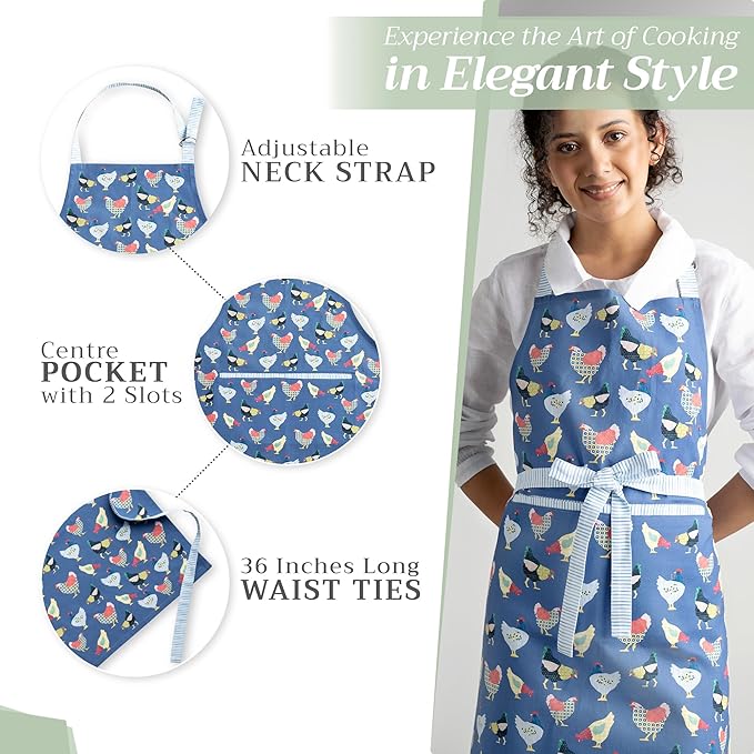 Maison d' Hermine 100% Cotton Apron for women with Pocket Kitchen Chef Apron for Men Cooking Easter Decorations