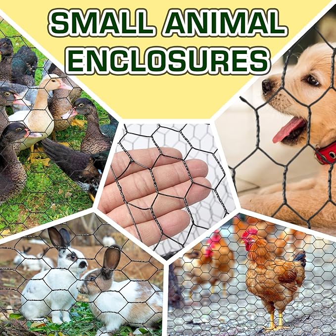 Premium Black Chicken Wire Fencing36inx150ft, PVC Coated Chicken Wire, Poultry Netting, Galvanized Chicken Wire Barrier for Floral Arrangements/Craft Projects/Pet/Rabbit