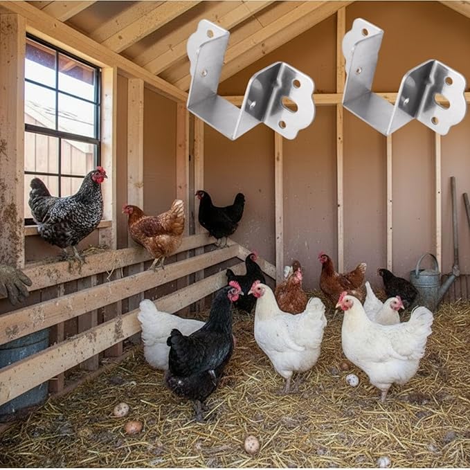 2Pcs Chicken Coop Roost Brackets, Metal Perch Mount for Chicken Coop, Heavy Duty Roost Bar Brackets for 2x3 Lumber, Come with Screws