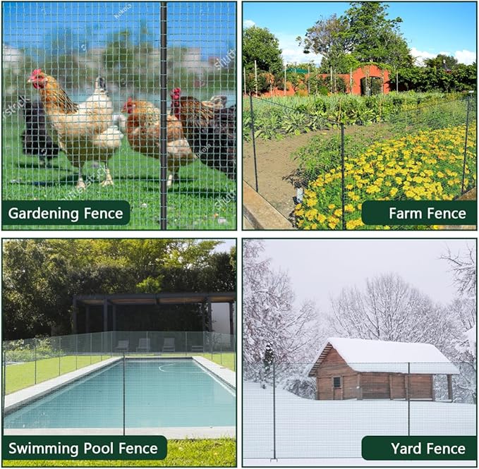 SUNYRISY Garden Mesh Fence Temporary Safety Fencing, 40in x 164ft Garden Fence Animal Barrier with Steel Stakes, Fencing Netting for Construction Backyard Chickens Dog Poultry Deer