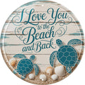 CSWLJS Funny Vintage Round Metal Tin Sign Sea Turtles L Love You To The Beach And Back 8 × 8 In Wall Decor For Kitchen Living Room Garden Cottage Gift