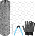 13.8 in x 49 ft Chicken Wire Fencing, Rustproof Galvanized Iron Chicken Wire Mesh for Pet Rabbit, Floral Chicken Wire Roll Netting to Protect Poultry Plant Fruit