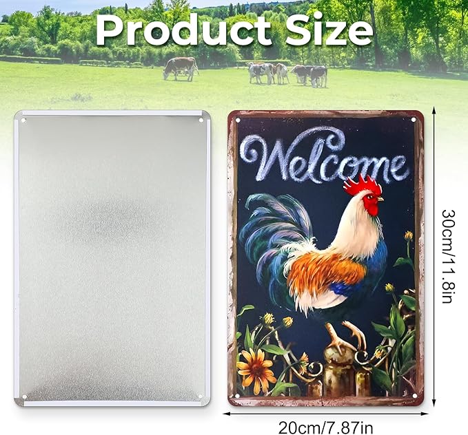 Funny Farm Metal Tin Signs - Vintage Chicken Coop Accessories for Home & Farmhouse Kitchen Wall Decoration - Chicken Lovers Gifts Welcome(Style-A)
