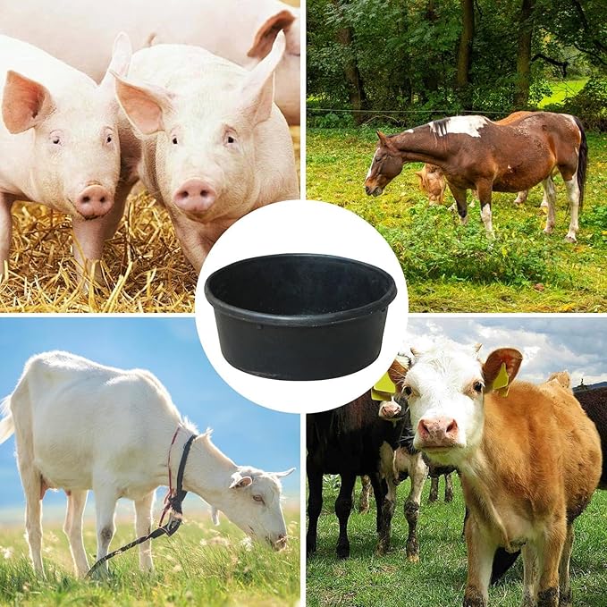 Rubber Feed Pan 4L – Modern Portable Utility Bucket, Premium, Water, Trough Food Container Dog, Cat Duck Chicken Small Animal | Dog Cat Duck Chicken Small Animal Ranch Farm Outdoor