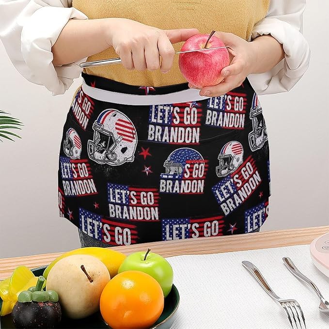 Unisex Apron for Cooking Server Waitress Half Waist Apron with 3 Pockets