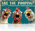 Funny Bathroom Chicken Signs Vintage Are You Pooping Chicken Metal Tin Signs Home Decor Toilet Wall Decor Art Humorous Bathroom Poster 12x16 Inch