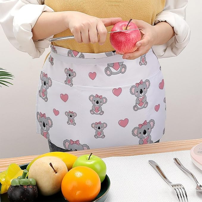 Half Apron with 3 Pockets Chef Cooking Kitchen Restaurant Aprons for Women Men