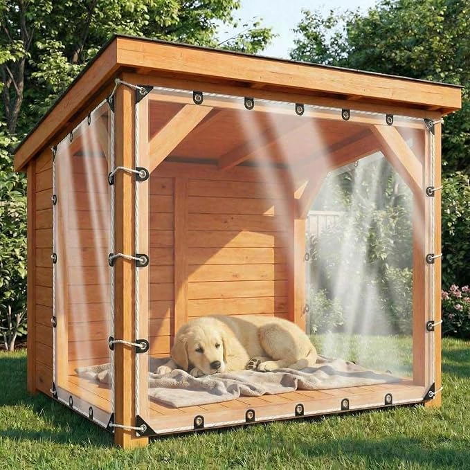 Clear Tarp Heavy Duty Waterproof 8x12ft, Transparent Vinyl Tarpaulin with Reinforced Grommets, Rainproof Cover for Greenhouse, Heat-Sealed Edges, Plant Protection, Chicken Coop, and Outdoor Garden