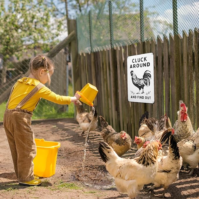 Chicken Coop Signs, Funny Chicken Signs, Metal Garden Signs for Home Farm Farmhouse Kitchen Garden Decor, Vintage Chicken Coop Accessories Gifts for Hen Rooster Lovers