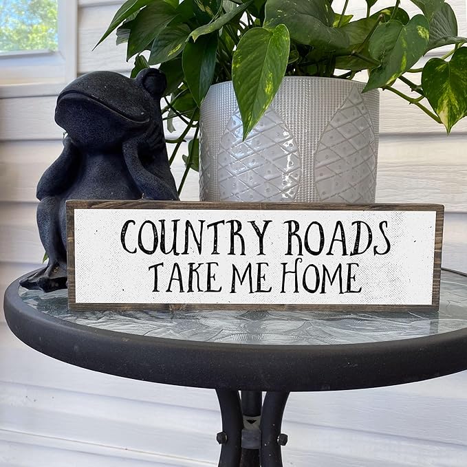 Wood & Metal Southern Sign – Weatherproof Indoor Outdoor Wall Decor – Rustic Charm with "Country Roads Take Me Home" – Gift-Wrapped & Ready to Give
