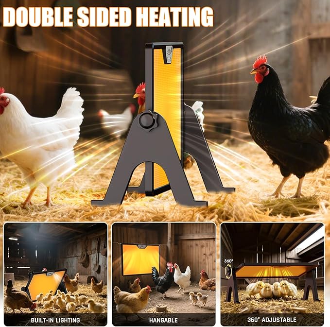 Brooder Plate for Chicks with Temp Control and Display,Dual-Sided Chicken Coop Heater with Remote,Timer Function & Cycle Work,Adjustable Angle,Safe Heater Plate for Ducks Quail Poultry Warm,13"x17"