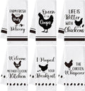 GROBRO7 Funny Chicken Hand Towel - 6Pcs Farm Hen Vintage Rustic Dishcloths Set Polyester Soft Towels for Farmhouse Kitchen Bath Dining Decor Cute Rooster Gifts for Men Women Housewarming