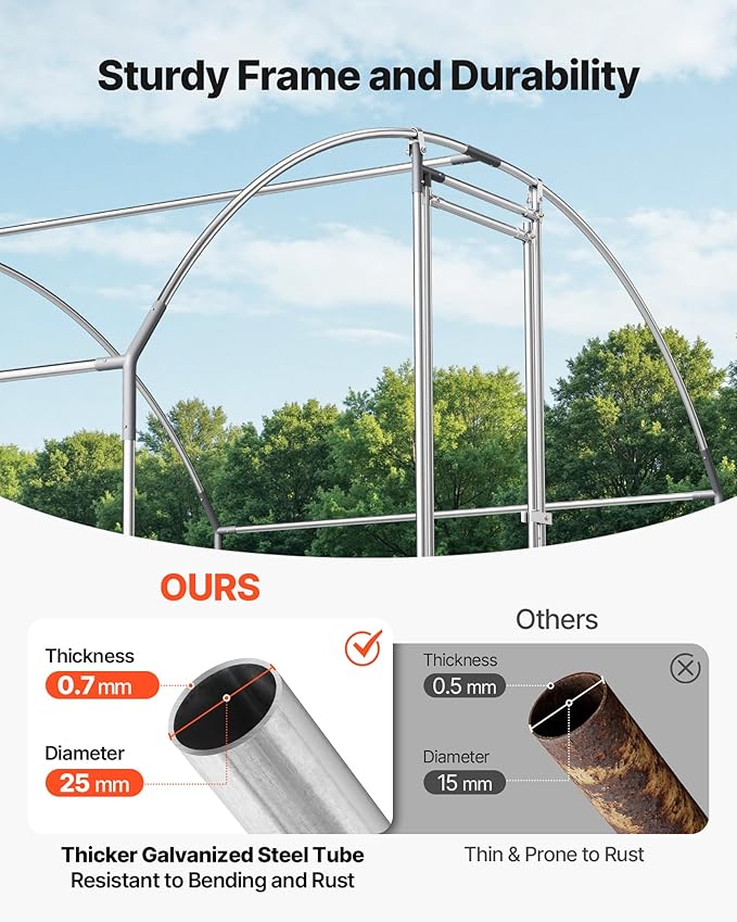 VEVOR Large Metal Chicken Coop with Run, 19.6 x 9.8 x 6.5 ft Walkin Chicken Coop for Yard with Waterproof Cover, Dome Roof Large Poultry Cage for Hen House, Duck Coop and Rabbit Run