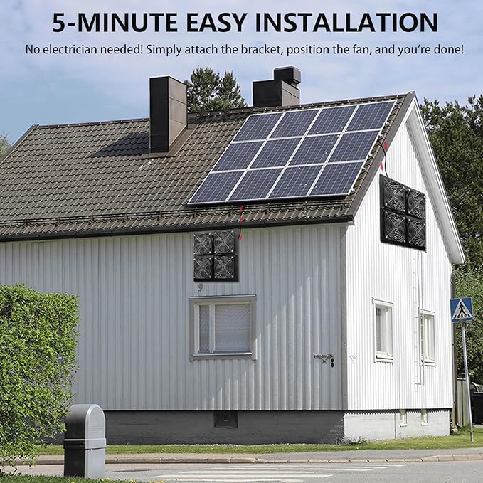 Solar Exhaust Fan, 25W Powerful Solar Fan for Chicken Coop, Easy Installation, Weatherproof, Ventilate Your Chicken Coop Shed Greenhouse Dog House with Zero Electricity Cost