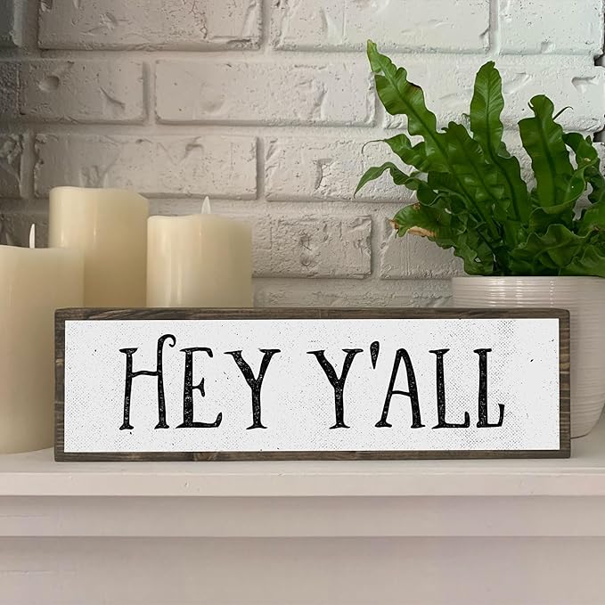 Wood & Metal Southern Sign – Weatherproof Indoor Outdoor Wall Decor – Rustic Charm with "Hey Y’all" – Gift-Wrapped & Ready to Give