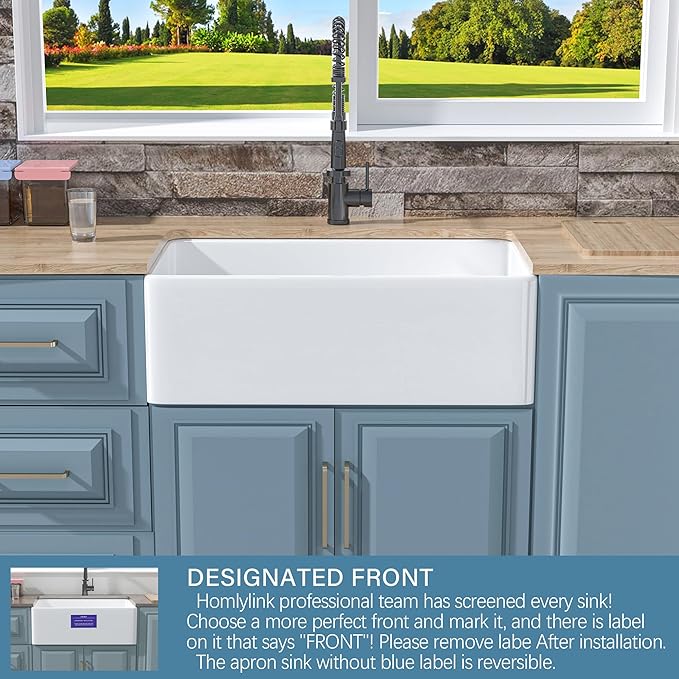 White Farmhouse Sink 30 x 18 Inch, Firecaly Apron Front Undermount Farm Kitchen Sink Single Bowl, with Custom Accessories 2 Types, for Kitchen, Laundry, Small Space
