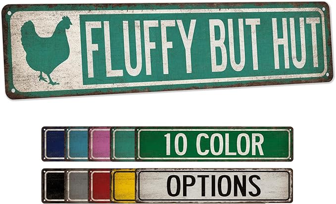 Chico Creek Signs Chicken Coop Sign - Fluffy Butt Hut - Rustic Wall Art - 4"x18" Aluminum Composite