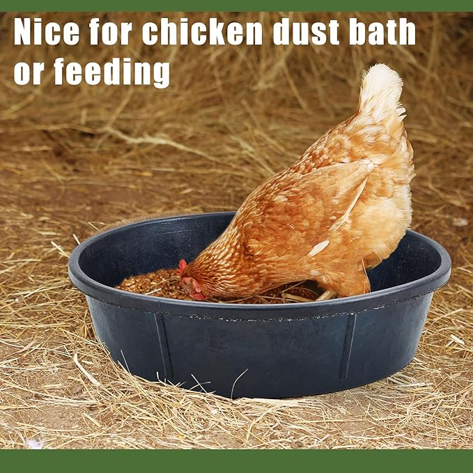 Sadnyy 3 Pcs 12 Quart/ 3 Gallon Rubber Feeder Pan, Rubber Feed Pan Utility Horse Feed Bucket Dog Bowl Horse Feeder for Cats Dogs Goats Chicken Dust Bath Container Animal Feeding, 17.5 x 5.3 inches