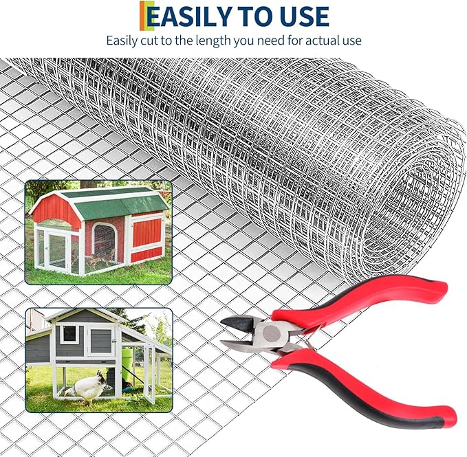 1/2 inch Hardware Cloth-48in x 100ft 19GA Heavy Duty Galvanized Chicken Wire Mesh Roll, Hot-Dipped After Welding for Chicken Coop, Rabbit Cages & Garden Fencing – Poultry Netting & Fencing