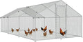 Large Metal Chicken Coop Walk-in Poultry Cage with Waterproof and UV-Resistant Cover, Outdoor Chicken Run Poultry Spire Roof Hen House for Backyard Farm Use, Spire Roof(10’ W x 19.7’ L x 6.4’ H)
